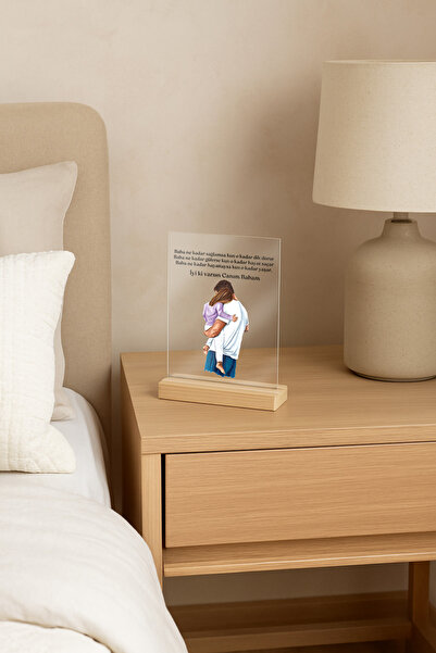 Tugicase Baba Kız Hediye Pleksi Dekoratif Ürün Babaya Hediye Doğum Günü Hediyesi