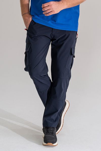 Souris Ανδρικό παντελόνι Cargo με μπλέ Navy Standard Cut Tube Lycra Stretch Fabric Outdoor Cargo