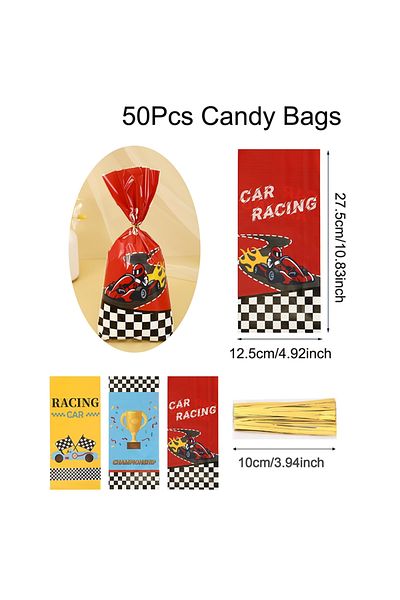 Choice 12.5x27.5cm 50pcs 25/50pcs Racing Car Theme Gift Bags, Race Car Party Supplies For Candy Gifts Goodi