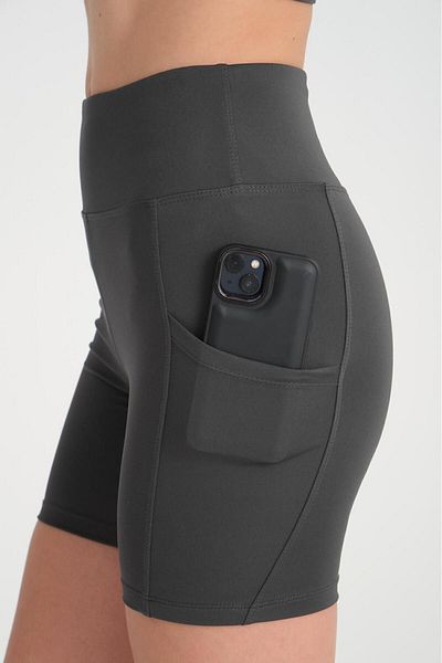ZERTEX Jambiere sport pentru femei antracit cu talie înaltă și buzunare duble - coș de colectare Fitness Yoga