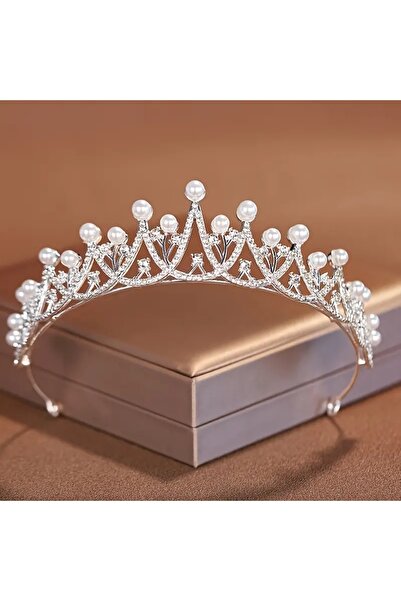 GlassySKY İncili Taşlı Taç Düğün Gelin Kına Nişan Doğum Günü Mezuniyet Parti Sahne Fotoğrafçılık Saç Aksesuar