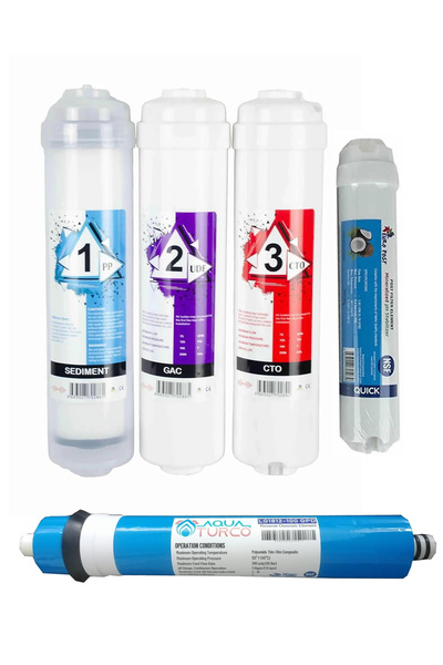 AQUA BELLA Su Arıtma Cihazı Filtresi Kapalı Kasa 5 Li Quick Filtre Seti