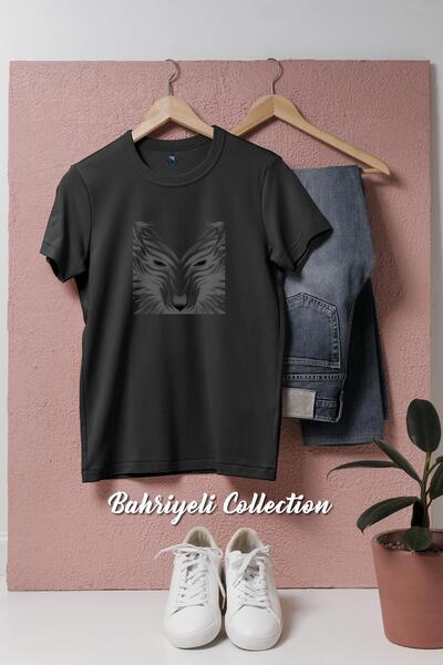 Bahriyeli Collection تي شيرت للجنسين بتصميم الذئب الأبيض كبير الحجم