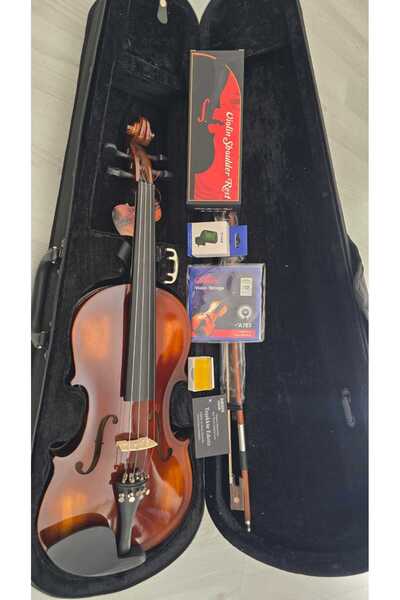 Almeria Parlak Keman (Keman, Yay, Reçine, Keman Çantası, Yastık, Yedek Tel, S...