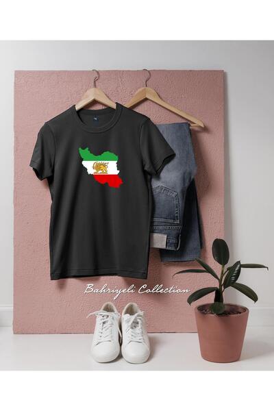 Bahriyeli Collection تي شيرت للجنسين بتصميم خريطة علم إيران الكبير الحجم