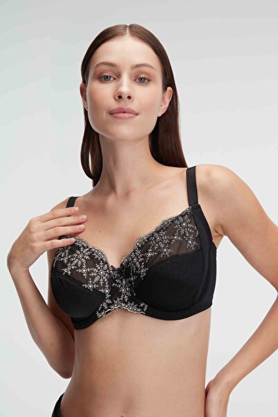 Anıl Lingerie Kadın Parlement Balenli Saten Dantelli Desteksiz Toparlayıcı Minimizer Küçültücü Sütyen 3633