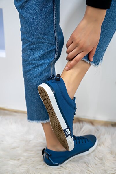 Shupe Unisex Mavi Disel Keten Spor Ayakkabı Yazlık Mevsimlik Dayanıklı Rahat Sneaker