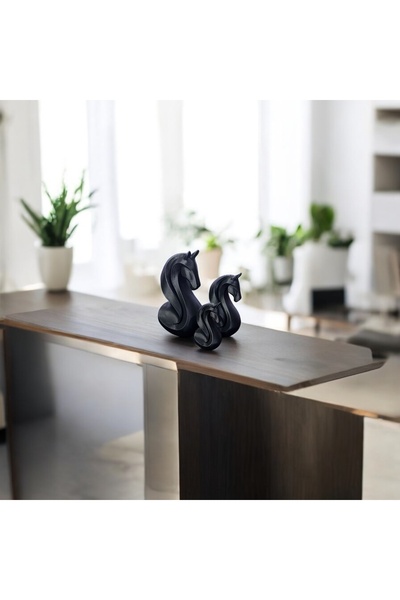 AYMO3D Modern Siyah At Heykel Seti (3’lü Set)