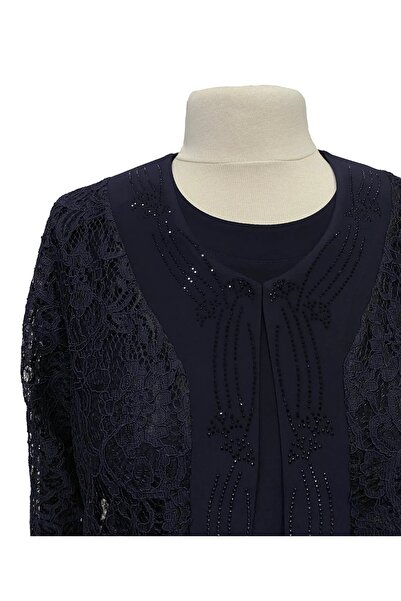 HESNA Navy Blue Evening Dress Set - Fate Jacket Included