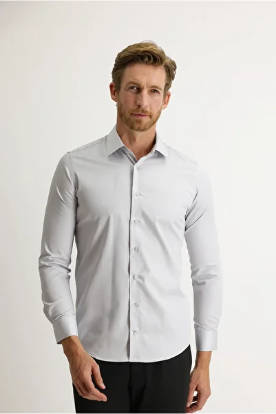 Kiğılı Cămașă din bumbac din satin, cu mânecă lungă, slim fit