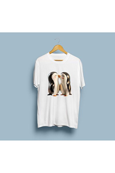 eioswear Unisex supradimensionat Design cu pinguini care se îmbrățișează tricou