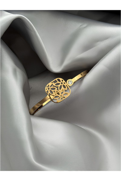 Kaan Accessoire سوار من الفولاذ بتصميم زهرة سوليتير