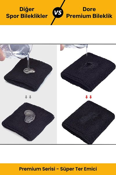 SÖYLEMEZ ÇORAP 2Pcs Super Sweat Absorbing Premium Double Layer Towel Wristband Athlete Wristband for Tennis Basketball Football