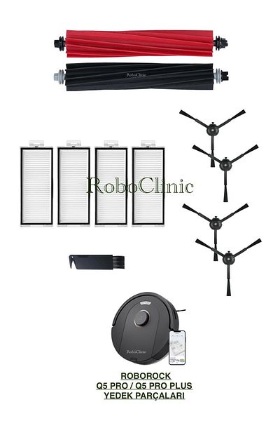 Roboclinic Roborock Q5 Pro / Q5 Pro Plus Compatible Brush, Hepa Filter Set-11 Pieces