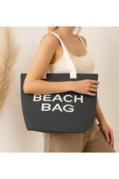 Sebir Moda Beach Bag Written Knitwear Beach Bag