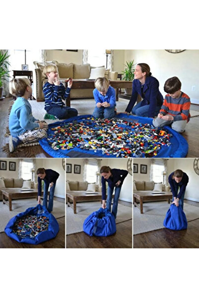 i lin baby Çocuk Oyuncak Hurcu Oyun Halısı Oyuncak Ve Yapboz Eğitici Oyuncaklar Sepeti Mavi 120 x 120