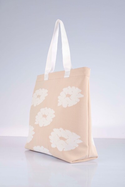 Sebir Moda Floral Patterned Knitwear Shoulder and Beach Bag