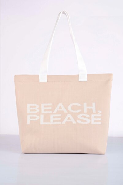 Sebir Moda Beach, Please Written Knitwear Beach Bag