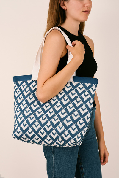 Sebir Moda V-подібна трикотажна сумка через плече та пляжна сумка