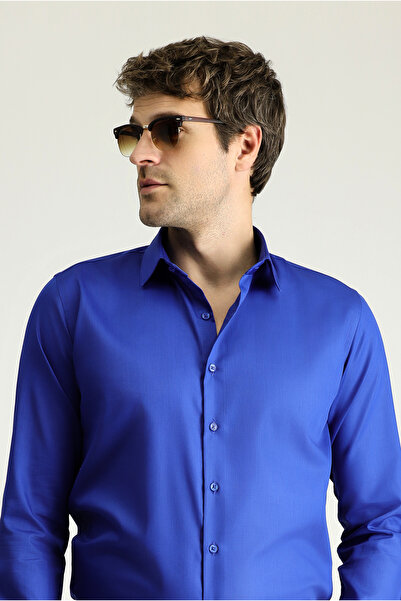 Kiğılı Довгий рукав, вузький крій, класична модель, непрасувана бавовняна сорочка з сатину