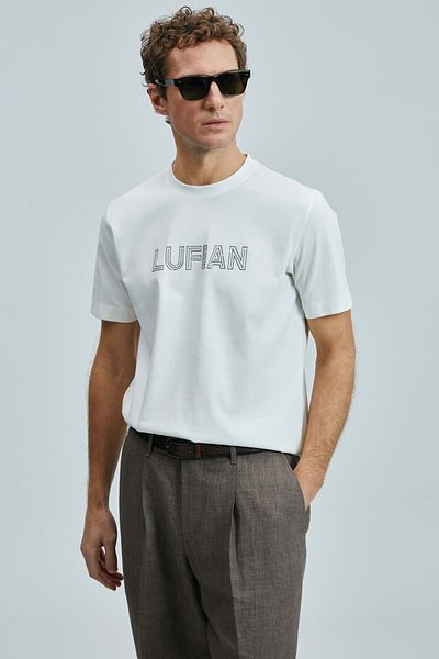 Lufian 111020240 Thınk Modern Graphic T-Shirt Men's T-Shirt White