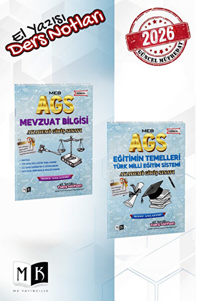 MK Yayıncılık 2026 Ags Mevzuat Bilgisi-eğitim Temelleri Ve Türk Milli Eğitim ...