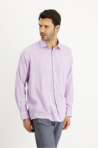 Kiğılı Cămașă de in cu model - mânecă lungă, croială obișnuită