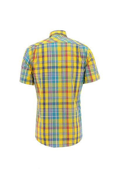Abdullah Kiğılı Plaid Patterned Short Sleeve Cotton Sports Shirt - Regular Fit