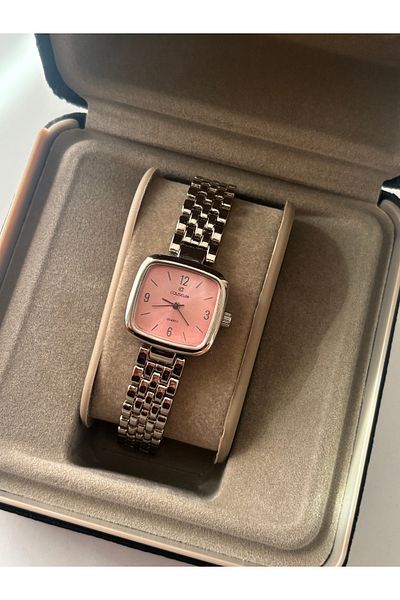 muren Modern Women's Wristwatch with Pink Square Numbers