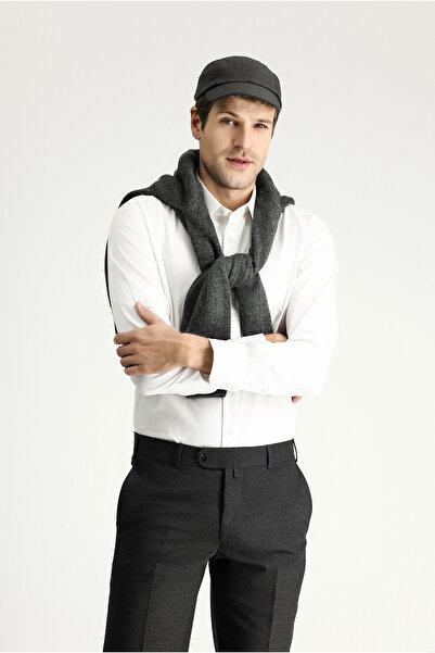 Kiğılı Класична бавовняна сорочка з довгим рукавом, що облягає фігуру, не прасується