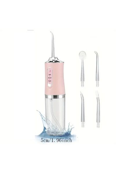 Choice Pink Portable Smart Electric Oral Irrigator Water Flosser 4 Jets 3 Modes Rechargeable Dental Water J