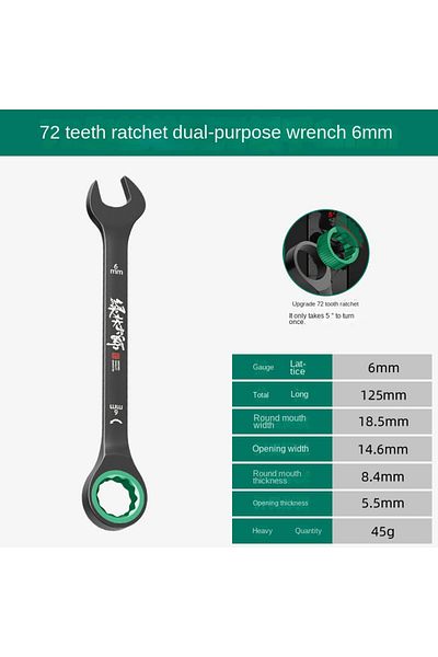 Choice 6mm Greener Bi-directional Double End Quick Spanner Combination Wrench Multifunctional Automatic Sma