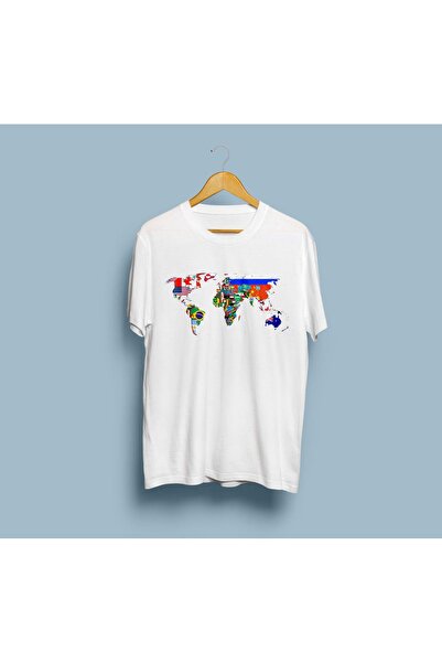 Generic Brand Harta lumii cu supradimensionat de steaguri cu imprimeu Unisex ...