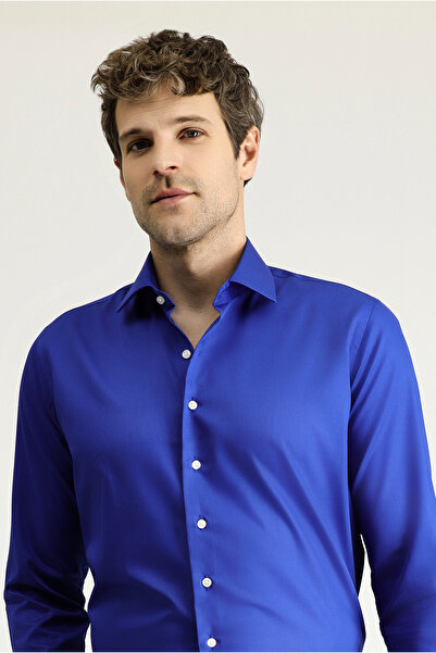 Kiğılı Довгий рукав Slim Fit - Непрасувана сатинова бавовняна класична сорочка