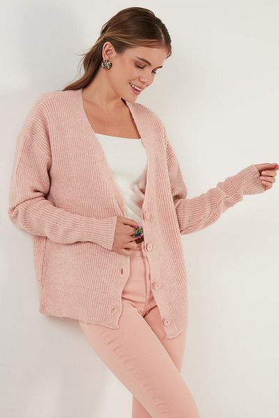 Lela Buttoned V-Neck Knitted Cardigan Women's Cardigan 6310005