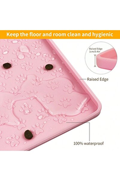 HAPPY MEOW Anti-Slip Mat for Cat and Dog Bowls, Happy Meow, 42x27 cm, pink