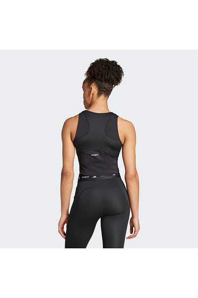 adidas Czarny, dopasowany damski top bez rękawów - TF CROP TK IK7921