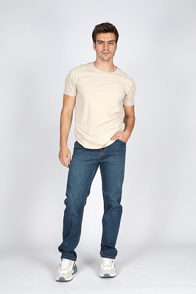 Lee Cooper بنطلون جينز رجالي من ريكو بخصر عالٍ وقصة عادية وساق مستقيمة باللون...