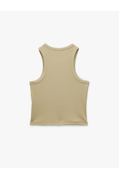 Koton Cotton Stone Detailed Slim Fit Sleeveless Crew Neck Blouse