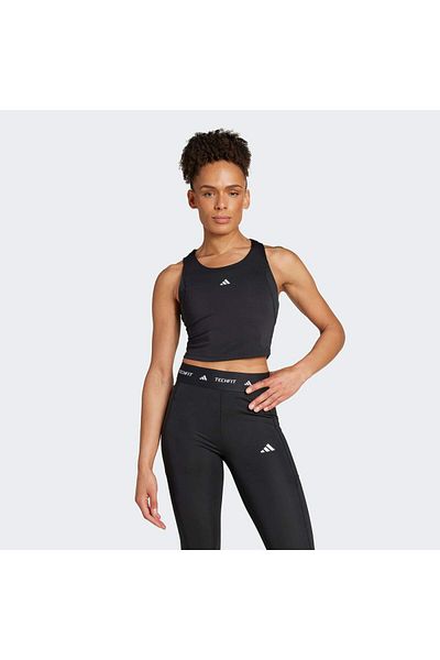 adidas Czarny, dopasowany damski top bez rękawów - TF CROP TK IK7921