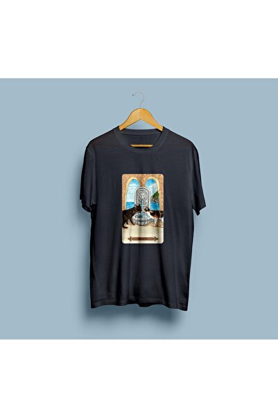 Generic Brand Oversize Mystical Cats Tarot Card Printed Unisex T-Shirt