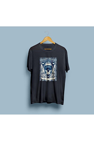 Generic Brand Tricou unisex oversize cu design de craniu schelet