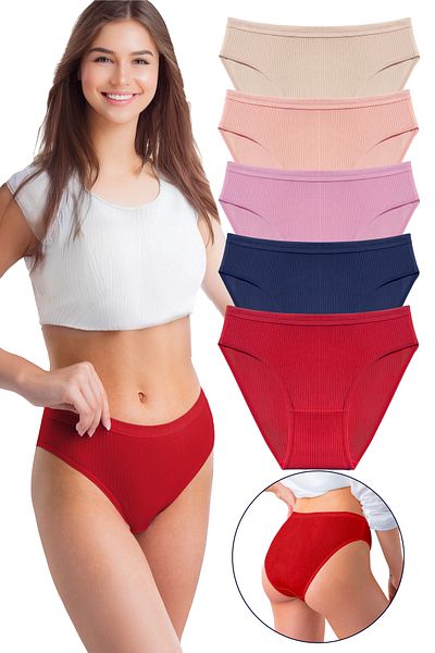 Humaone Set de bikini pentru femei cu nervuri în talie, colorat, 5 piese - Bk2-a6