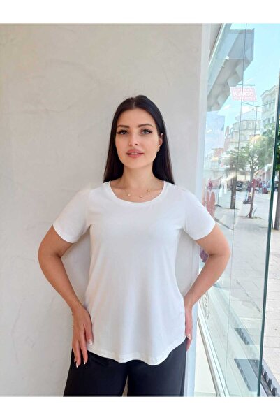 DE WHITES Plus Size Crew Neck Lycra Blouse