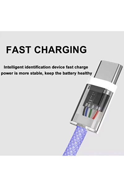 Choice كابل شاحن مضفر من النوع C بطول متر واحد بنفسجي اللون، شحن سريع، PD 60 وات، لهاتف iPhone 15 وAndroid