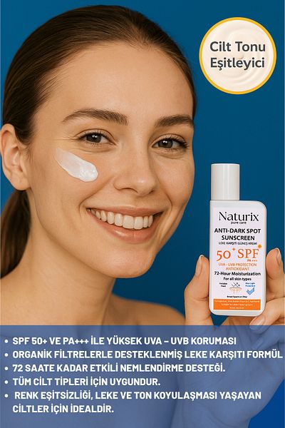 Naturix Anti-Blemish Sunscreen Spf 50+ Pa+++ Uva-Uvb Protection |   72 Hours Humidification |   Water Resistant - 50ml.