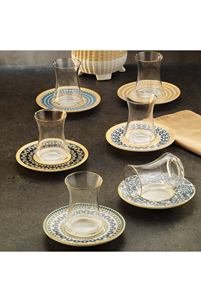 Sandro Moreno 1453 Şangay Gold 12 Parça 6 Kişilik Çay Seti 110 ml