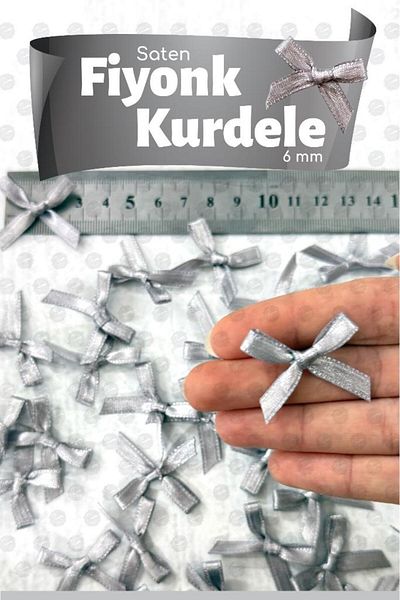 t tuğset etiket Bow Satin 6 mm Ribbon Bow Ribbon Ornament 50 Pieces -T1380