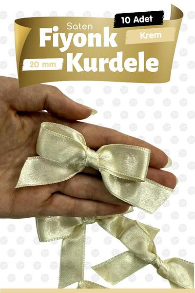 t tuğset etiket Satin Bow Ribbon Ornament 10 Pieces -T1423-