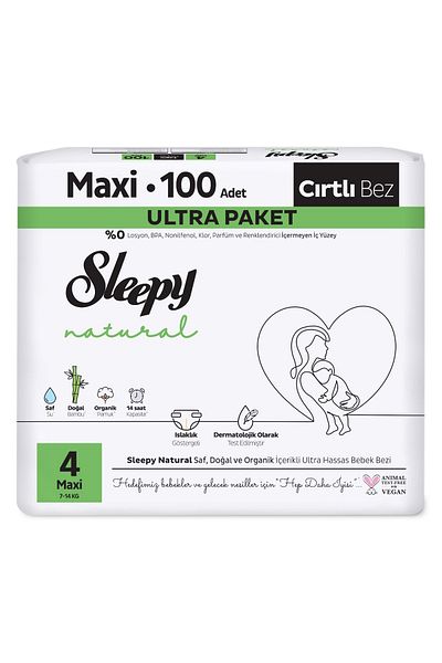 Sleepy Baby Diaper Natural Size:4 (7-14kg) Maxi 200 Pieces Economic Ultra Pk